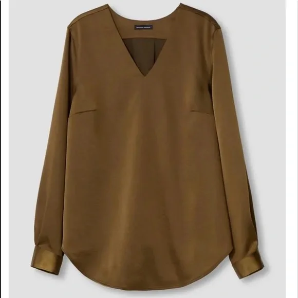 UNIVERSAL STANDARD EVA SATIN V-NECK BLOUSE CARAMEL SZ 2XS ( 6-8 ) - Picture 5 of 13